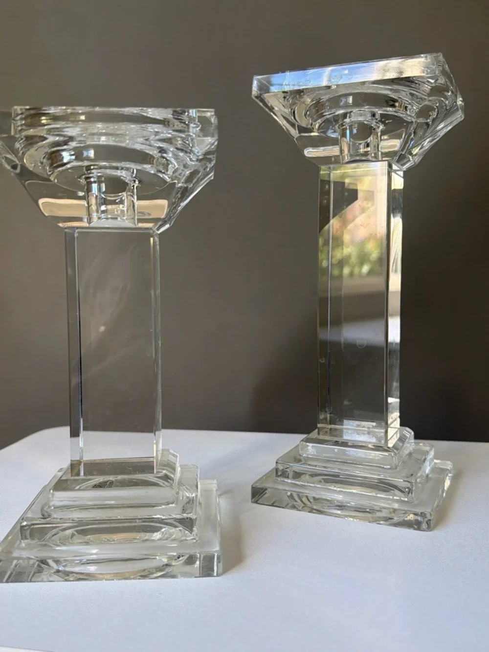 Crystal Pillar Candle Holders Shannon Crystal set